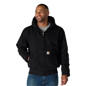 NWT Carhartt Men's washed Duck Active Jac Black Hooded Bomber Jacket size large